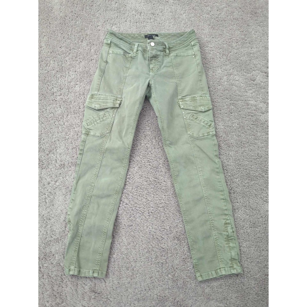 White House Black Market Womens 6R Green Low Rise Blanc Slim Ankle Cargo Stretch
